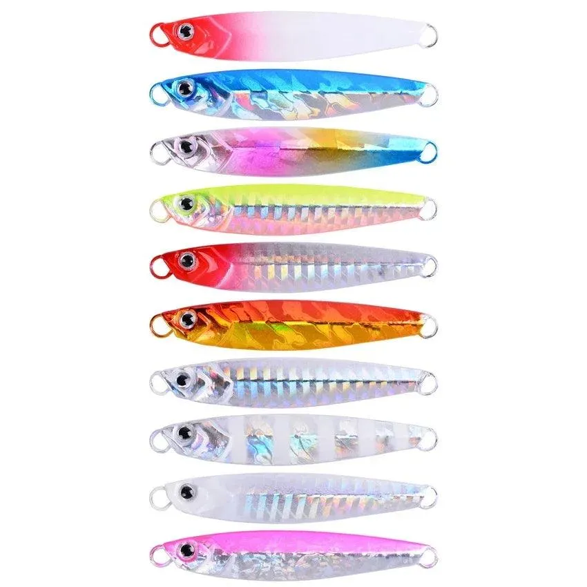 10Pcs Super Quatity Metal Casting Jig 7g-10g-14g-21g-28g-40g Shore Drag Cast Jigging Spoon Fishing Lure Artificial Bait Tackle