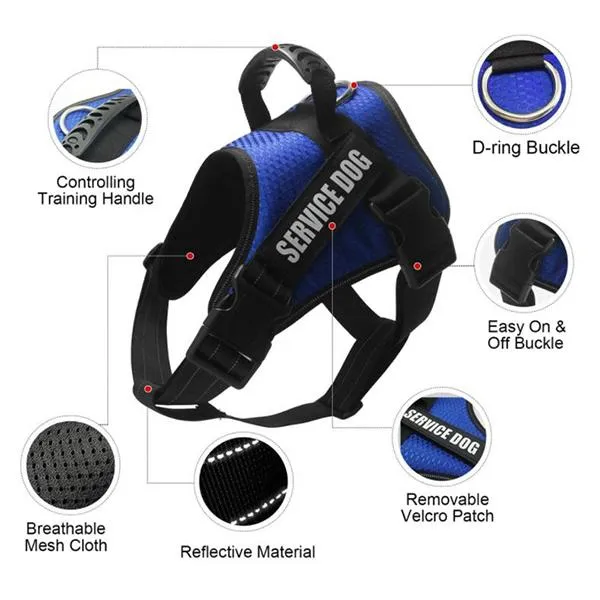 GSS - No Pull Reflective Service Dog Harness W/ 2 Service Dog Patches