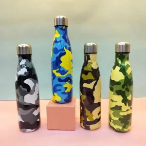 Military Steel Printed Water Bottle (Multi Colours,500mL)