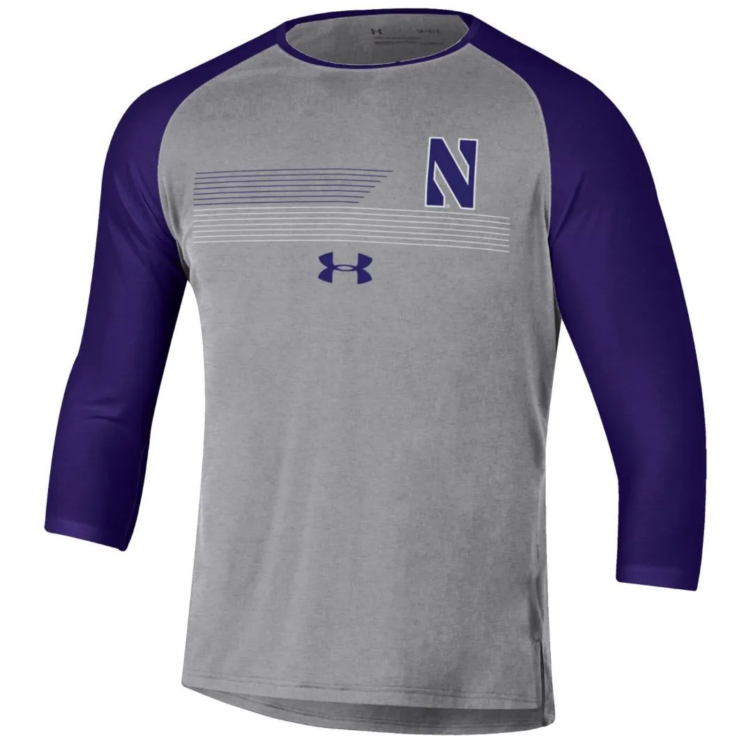 Northwestern Wildcats Men's Under Armour Raglan Freestyle 3/4 T-Shirt