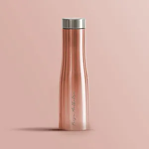 Pink Steel Water Bottle with Name for Restaurant Cafes Home Office-Rose Gold 750ml