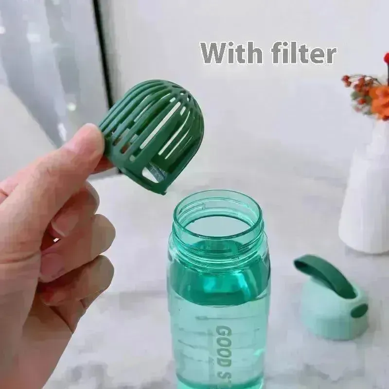 Portable Filter Screen With Sports Bottle Plastic Cup Fall Protection Strap Scale Water Bottle