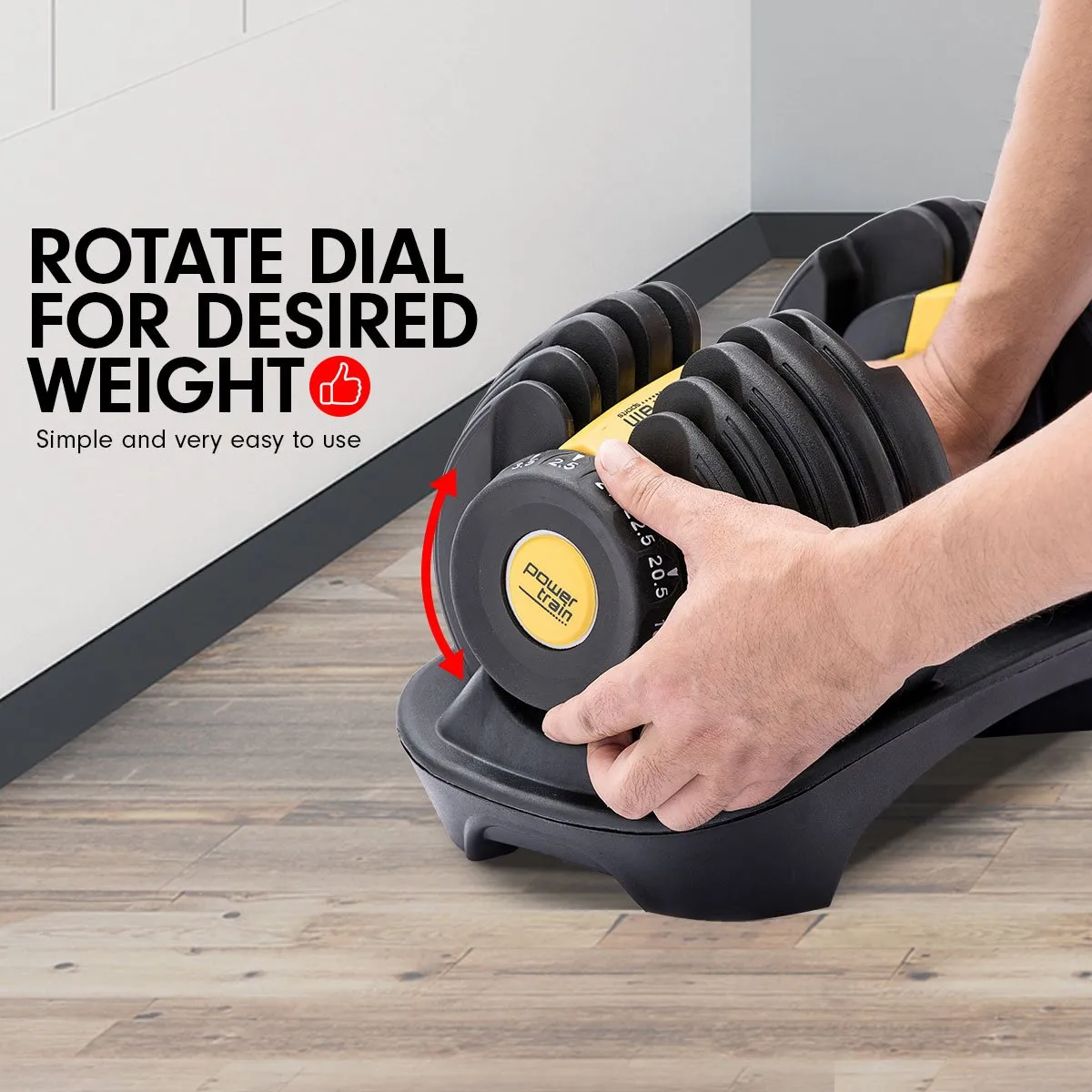 Powertrain Adjustable Dumbbell Set  2x 24kg 48kg With Stand - Gold