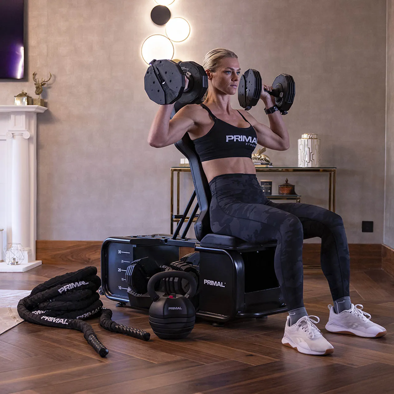 Primal Personal Series HIIT Bench with Accessories & Dumbbells