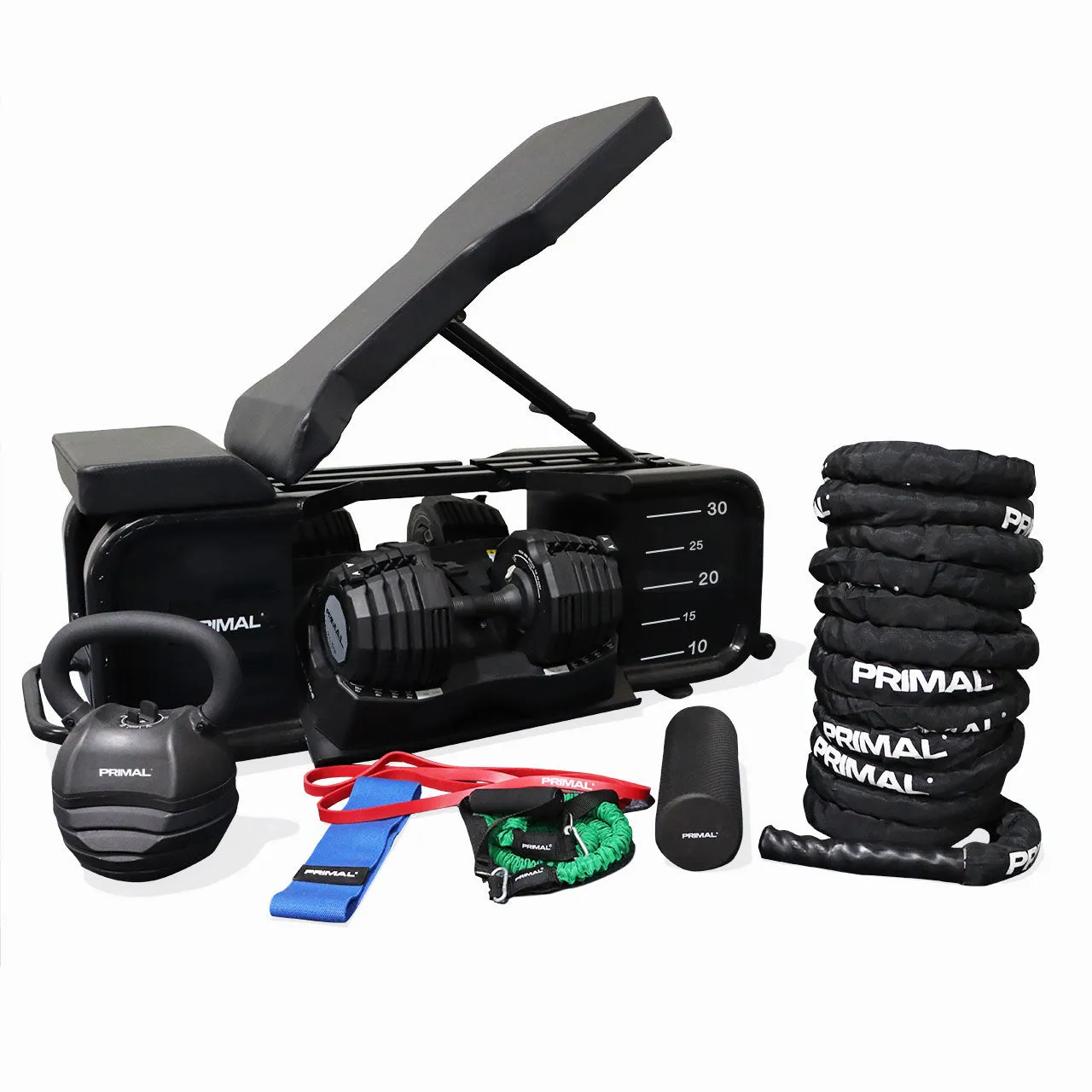 Primal Personal Series HIIT Bench with Accessories & Dumbbells
