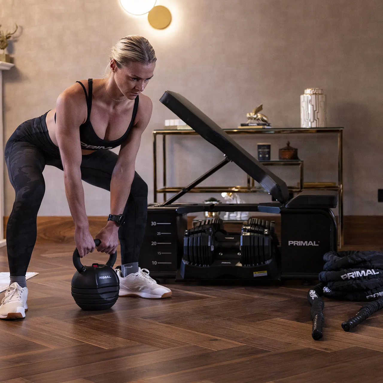 Primal Personal Series HIIT Bench with Accessories & Dumbbells