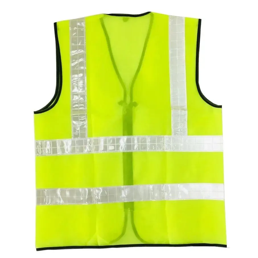 Reflective white PVC tape mesh waistcoat vests   zip   I.D pouch