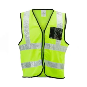 Reflective white PVC tape mesh waistcoat vests   zip   I.D pouch