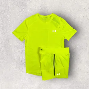 UNDER ARMOUR T-SHIRT/SHORT SET - NEON/PURPLE